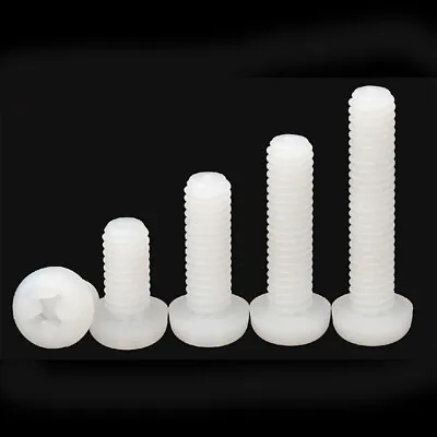 M2 M2.5 M3 M4 M5 M6 White Plastic Nylon Phillips Round Pan Head Screws Bolts • $3.89