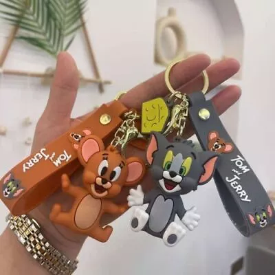 Tom N Jerry Keyring And Keychain Bag Cartoon Key Cat Charm Gift 3d Keyrings • £10.90