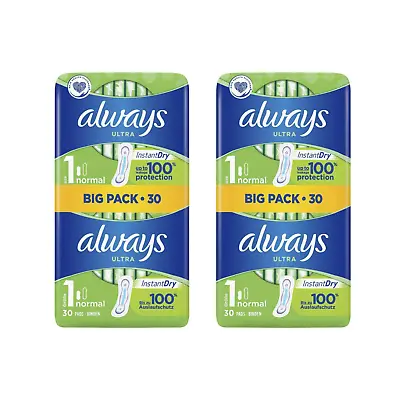 £6.99 • Buy Always Ultra Normal Size 1 Sanitary Towels Pads Super Absorbent 30 (2 Pack)