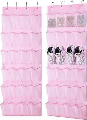 24 Pocket Hanging Shoe Holder Over Door Storage Box Closet Organizer Rack Hanger • £7.45