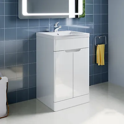 £171 • Buy Bathroom Vanity Unit And Sink Basin Floor Standing Storage Cabinet Gloss White