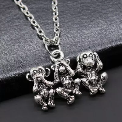 3 Three Wise Monkeys Necklace See Hear Speak No Evil • $7.99