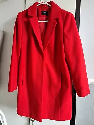 Ladies Red Coat Size 14 From Matalan Wool Mix Used • £0.99