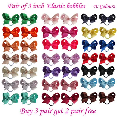  3  Bow Hair Inch Knot Clips Girls Baby Kids Elastic Bobbles School Quality Bows • £3.49