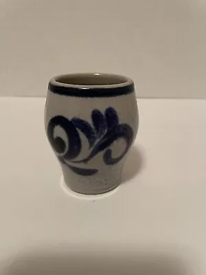 Martz & Remy German Stoneware Cobalt Blue & Gray Salt Glaze 3.5” Vase/tumbler • $11.95