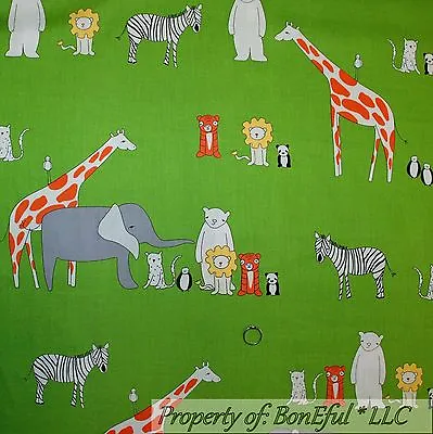 $0.75 • Buy BonEful Fabric Cotton Giraffe Zebra Zoo Jungle Safari Elephant Bohemian FL SCRAP