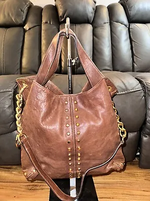 Michael Kors Astor Large Hobo Studded Shoulder Purse Handbag Brown Gold Studs • $60