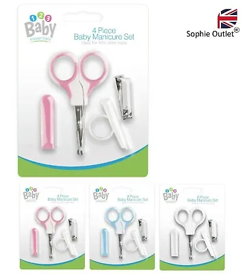 4 Pcs BABY MANICURE SET Nail Clippers Safety Scissors File 0+ Months Toddler UK • £3.22