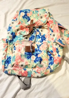 Victoria's Secret Pink Floral Backpack Canvas Tote • $13.11