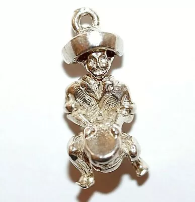 Vintage Sterling Silver Man Playing Conga Drums Bracelet Charm 2.5g • $14.99