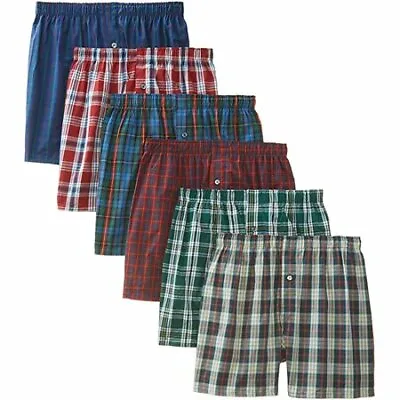 3-12 Pack Men's Checker Plaid Shorts Assorted Cotton Boxers Trunks Underwear • $14.99