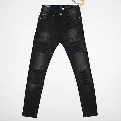 DIVIDED By H&M Skinny Moulant Black Denim Distressed Jeans Men's Size 30 X 31 • $29.99