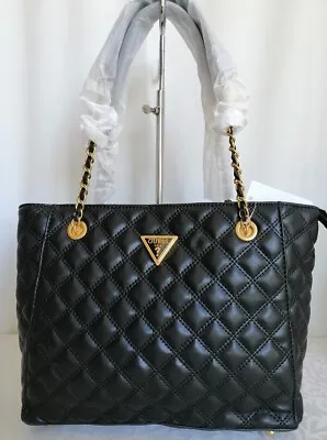 Brand New Guess Black Stitches Chain Satchel Bag Shoulder Bag • $104.50