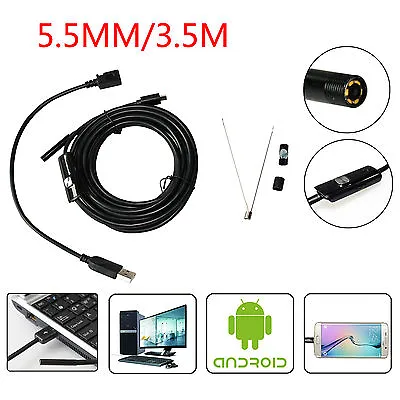 Endoscope Camera Inspection Android PC Laptop Waterproof LED TO 5.5MM 3.5M • $11.49