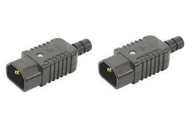 2 X Rewireable Heavy Duty In Line IEC C14 Socket Connector Mains Power Plug Male • £4.99