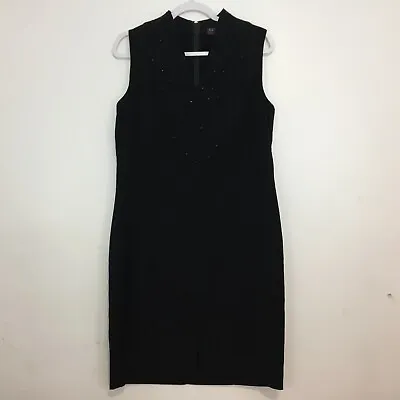 (F) Vintage M.H.M. Melissa Harper Women's Shift Dress Size 12 Black Rhinestone • $25