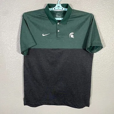 Michigan Spartans Polo Shirt Mens Large Green Nike Dri Fit Onfield Apparel • $23.74