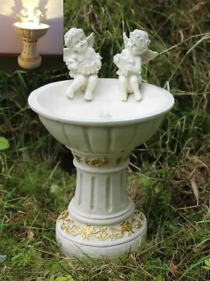 Solar Powered Cherub Bird Bath Garden Outdoor Fairy Gift Cherubs Christmas Birds • £17.95