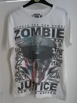 £3.50 • Buy Zombie Justice T-shirt Urban Spirit Size L  Cream