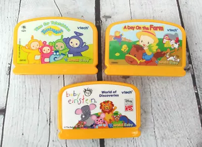 $14.91 • Buy V Tech V. Smile Baby Lot Of 3 Game Cartridges, Teletubbies, Baby Einstein, Farm
