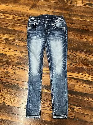Miss Me Womens Jeans Size 28 Embroidered Faded Wash Rhinestone • $30