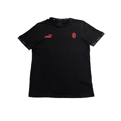 AC Milan Puma Crew Neck Tshirt | Italian Football Sportswear Black Medium • £24.25