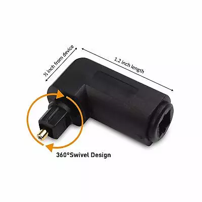 Fibre Optical Audio Toslink Adapter Male To Female 90d Right Angle 360d Swivel • $11.99