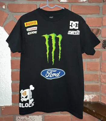 DC Monster Energy Ken BLOCK #43 Black Front & Back Graphic T-Shirt Tee Medium • $120