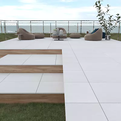 White Porcelain Paving Patio Slabs Tiles |600x900x20mm | SPECIAL OFFER • £2