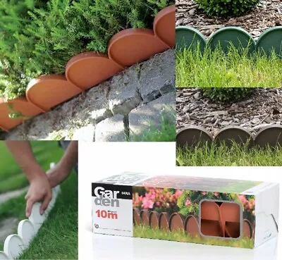 Garden 10m Fence Edge Border Palisade Lawn Grass Patio Flexible Outdoor Wall • £22.95