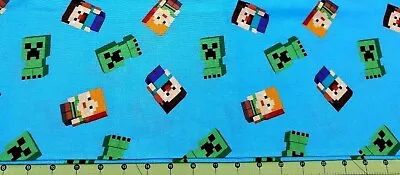  Tina Scrap 9 X21  Gamer Video Game Blue MineCraft Alex Steve Cotton Fabric • $2.49