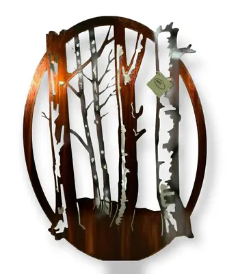 Lazart Birch Trees 24 Inch Metal Laser Cut Hanging Wall Art Rustic Lodge • $47.92