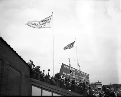Chicago Cubs Wrigley Field Raising 1932 Pennant In 1933 Photo • $12