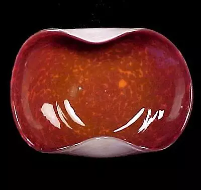 Murano Art Glass Red Aventurine Bowl Dish Italian Free Form Mid Century Modern • $6.95