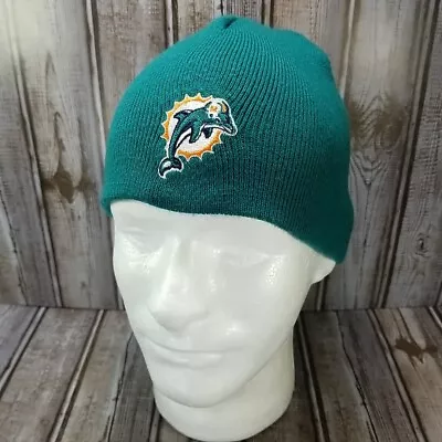 NFL Miami Dolphins Logo Acrylic Beanie Hat Knit Green Winter Cap Rebok Select • $14.97