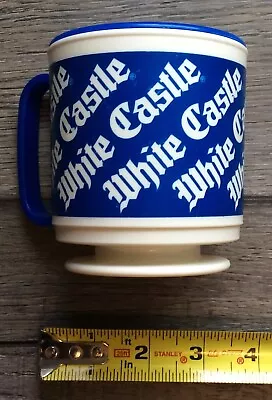 Vintage White Castle Whirley Plastic Blue Cup With Lid • $26.99