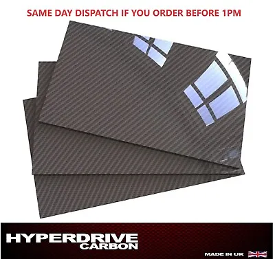 Carbon Fibre Sheet Plate Twill Gloss 3k Rigid Different Sizes  1 2 3 4 5 Mm  UK • £119.99