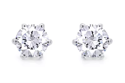 6 Ct Solitaire Stud Earrings Simulated Diamond 14K White Gold Plated Men & Women • $30.43