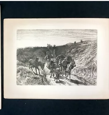 Original Plate Signed Etching P. Moran Burro Train New Mexico 1880 • $40