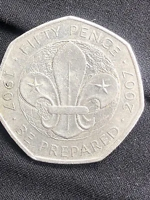 Rare 50p 2007 Boy Scouts 100th Anniversary Be Prepared Fifty Pence Coin • £500