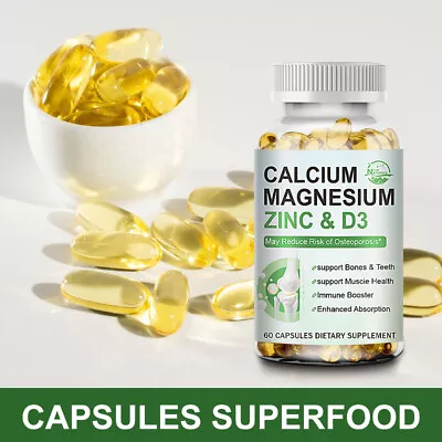 Magnesium Zinc Vitamin D3 Calcium 1000 MG Complex Supplement-High Absorption • $10.01