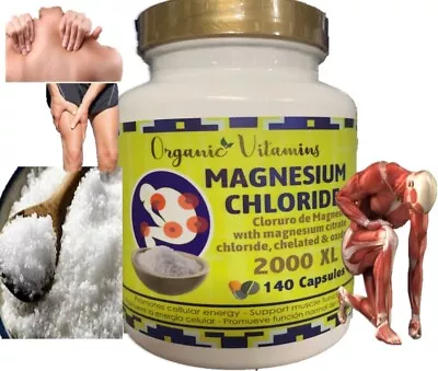 Magnesium Chloride Chelated Citrate High Absorption 140 CAPSULES 2000mg XL 100% • $13.10