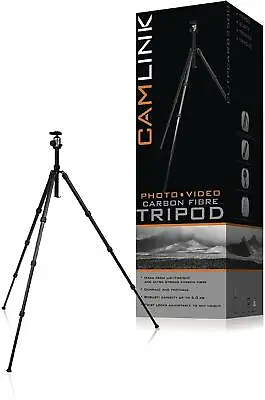 Camlink Carbon Fibre Camera/Video Alu Tripod Ball Head 52 /134cm - Black • £69.92