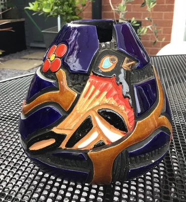 Highly Unusual Art Pottery Antique Vintage Arts Crafts Vase Signed VP Venezeela • £19.99