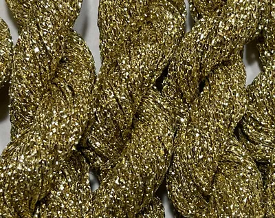 Job Lot Bundle Yarn Wool Fancy Glitter Lurex Fine Chainette 5x 10m Gold #B21B • £3.19