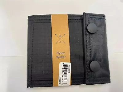 Mens Bifold Black Nylon Wallet Button Up Coin Pocket Zip Compartment RRP£20 • £4.99