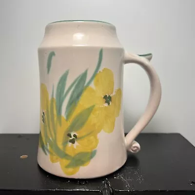 Pacific Stoneware B. Welsh Pottery Tankard Mug Daffodils 5 1/2  Tall Free Ship • $24.98