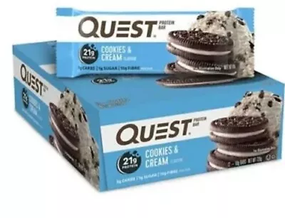 12pc Quest 60g High Protein Chewy Bar Healthy Snack Diet Treat Cookies & Cream • $48