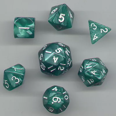 NEW SPECIAL RPG Dice Set Of 7 - Pearl Green With D30 D4 D6 D8 D10 D12 D20 • $1.13