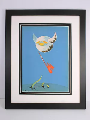 Marvelous 1938 Andre MASSON SIGNED Color Lithograph  Mysterious Moon  Framed COA • $329.25